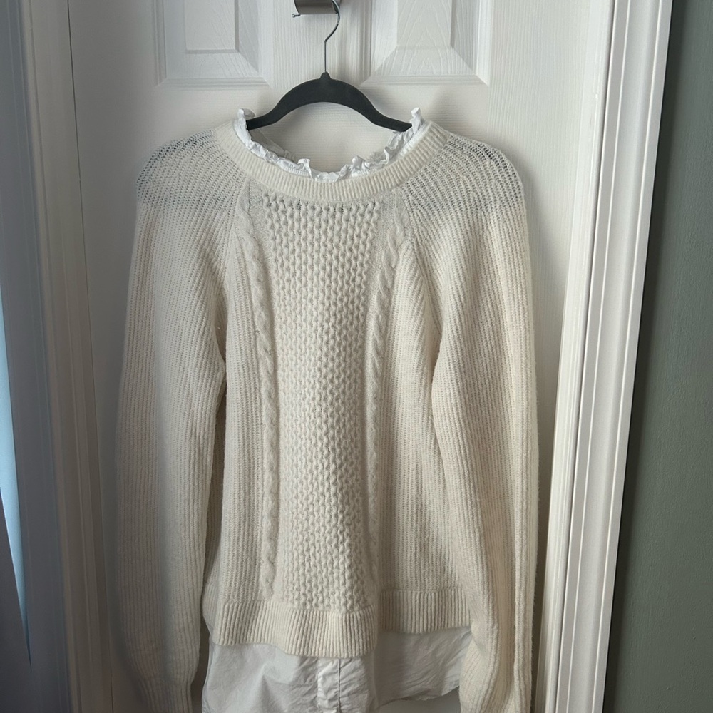 LOFT Cream Cable Knit Sweater